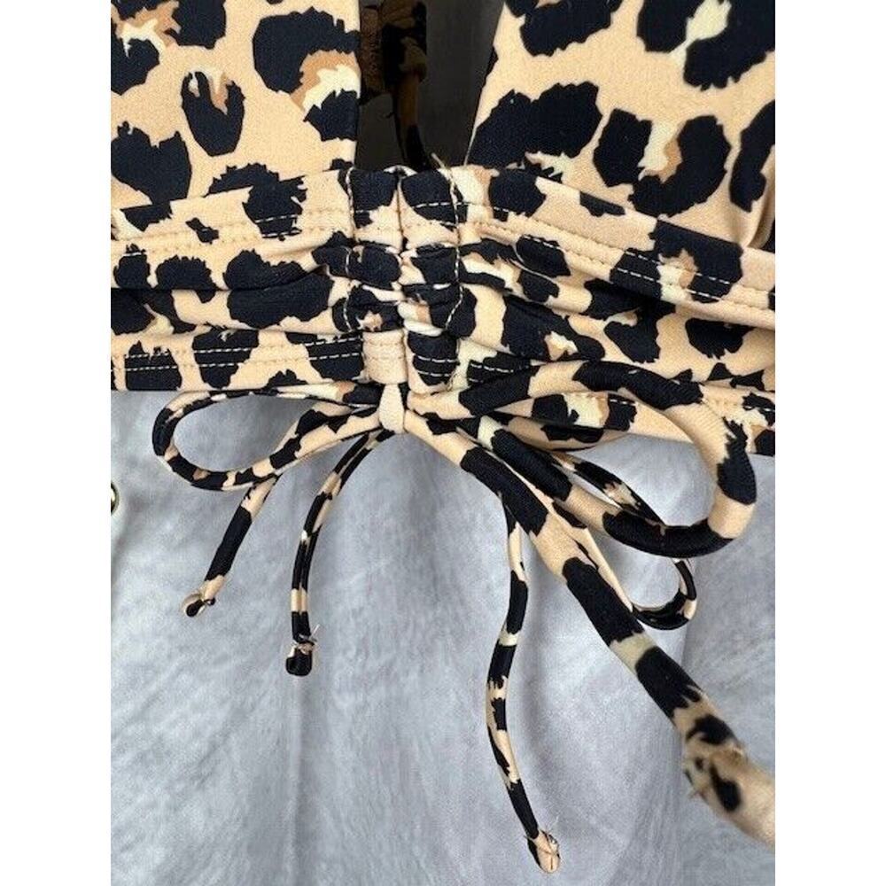 Salt & Cove Juniors' Animal-Print Shirred Bikini Top, Multi Size D/DD New - Picture 3 of 7
